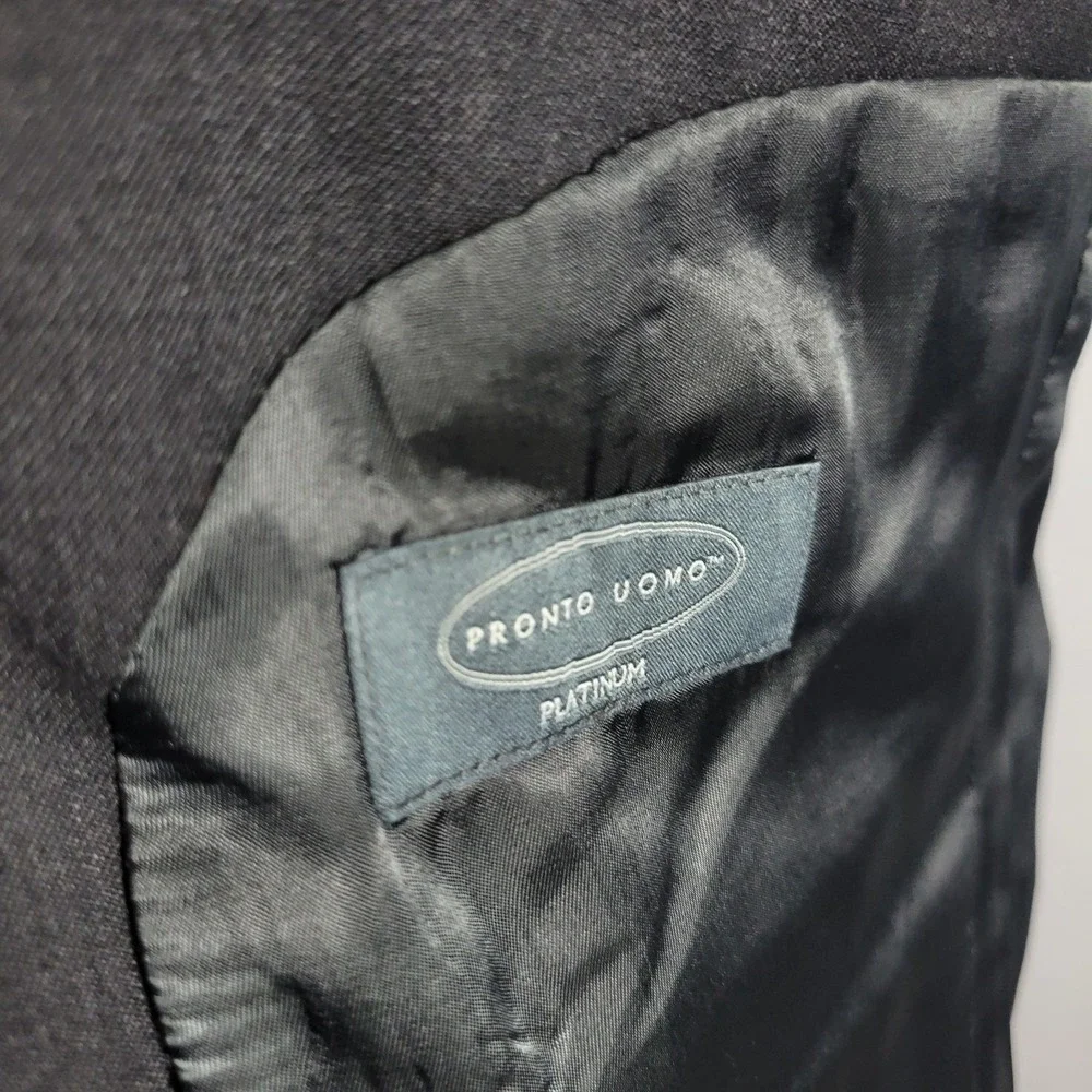 Pronto Uomo Platinum Men's Sport Coat Blazer Two‎ Button Charcoal Gray 44R Wool